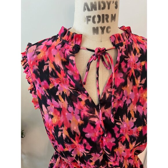 SAINT+ SOFIA Ramona Dress Sleeveless Frilly Sheer Red Floral Maxi Size 6 - Picture 6 of 12